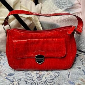 Liz Claiborne vintage red leather purse with silver hardwear